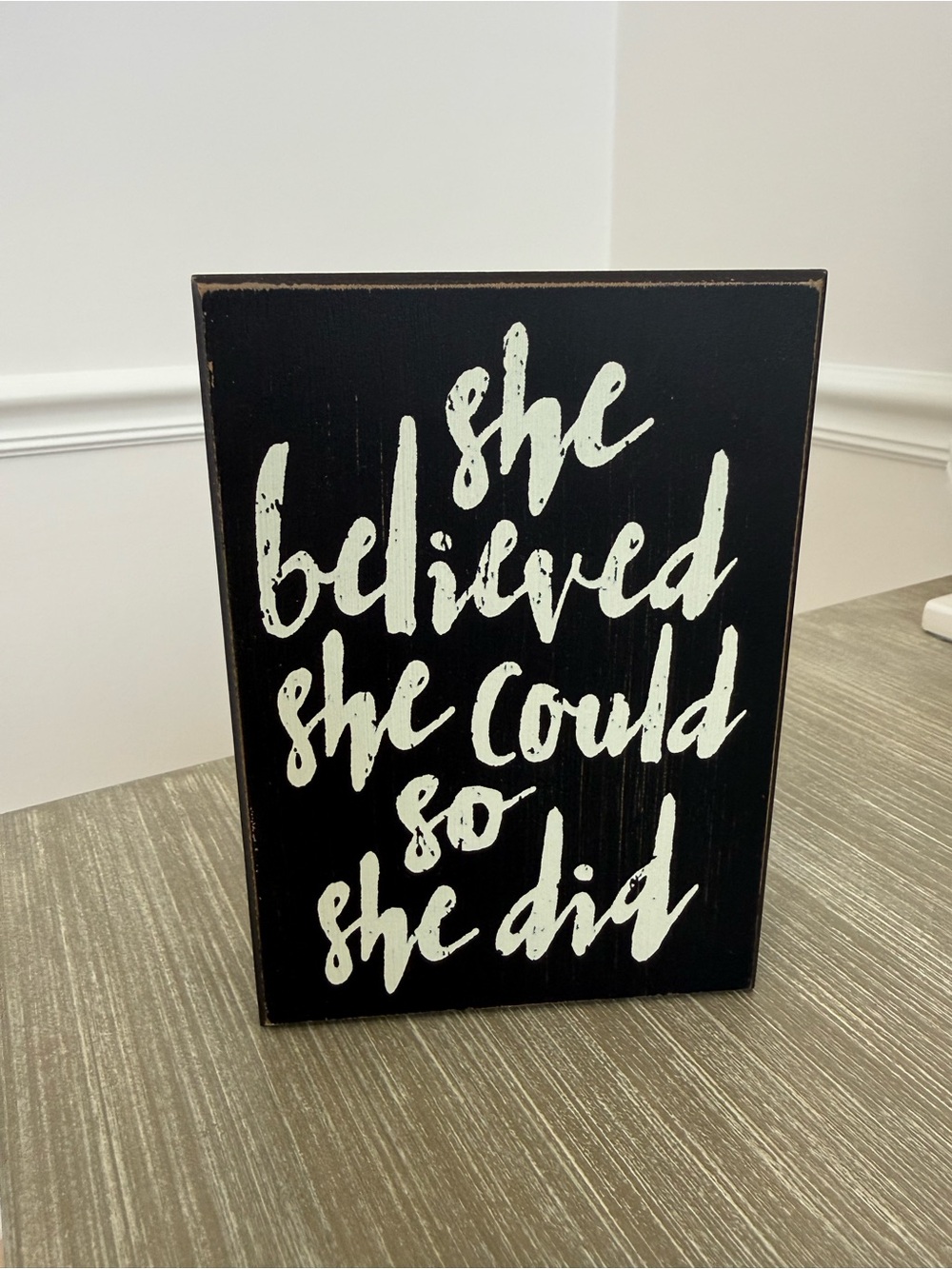 She Believed She Could Black Inspirational Wall Plaque